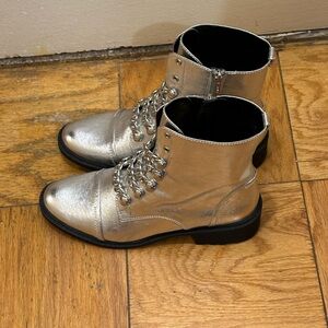 Sam Edelman Circus Silver Side Zip Boots - Size Medium - NWOT